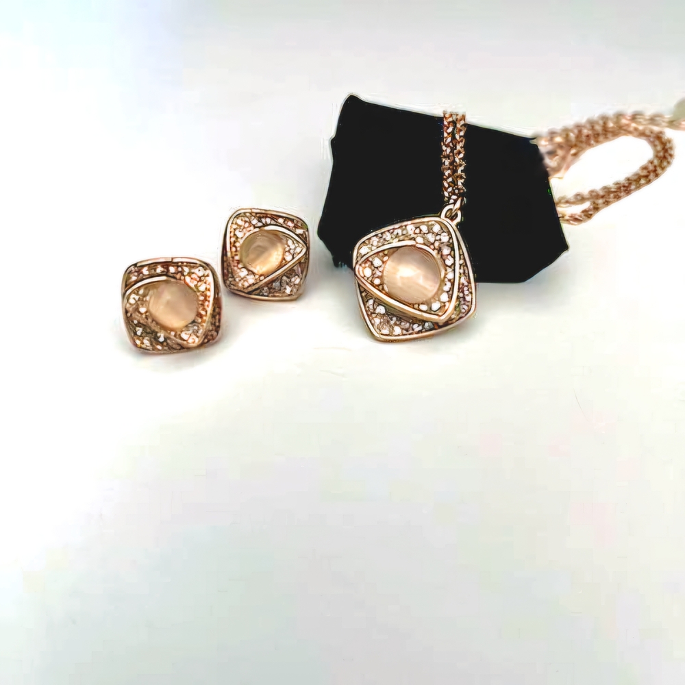 Sparkling Rose Necklace & Earring Set